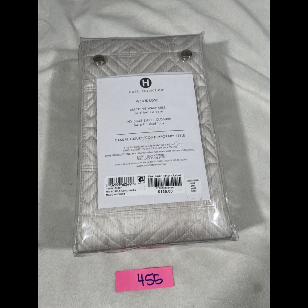 NIB Hotel Collection Woodrose Quilted (1 ) Euro European‎ Pillow Sham - Picture 2 of 12